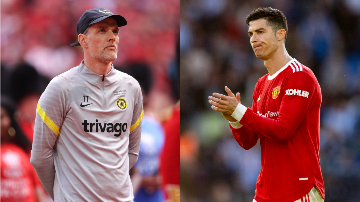 Chelsea manager Thomas Tuchel (L) will have to sign off on any Cristiano Ronaldo (R) transfer from Manchester United.