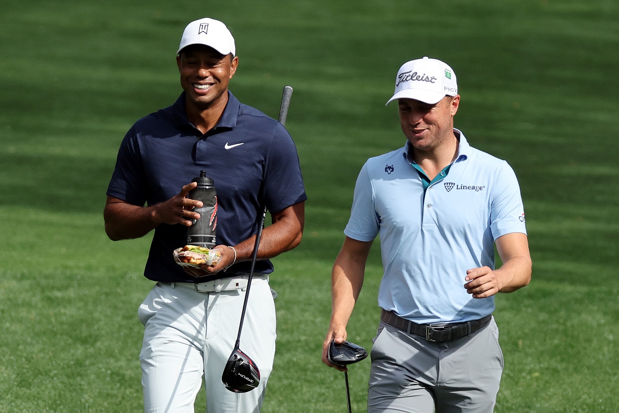 Tiger Woods and Justin Thomas ahead of the 2022 Masters
