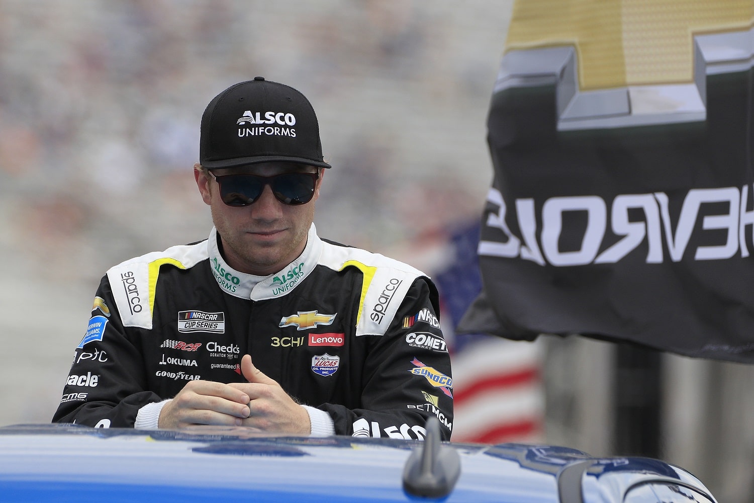 Tyler Reddick before the Quaker State 400 NASCAR race on July 10, 2022, at the Atlanta Motor Speedway.