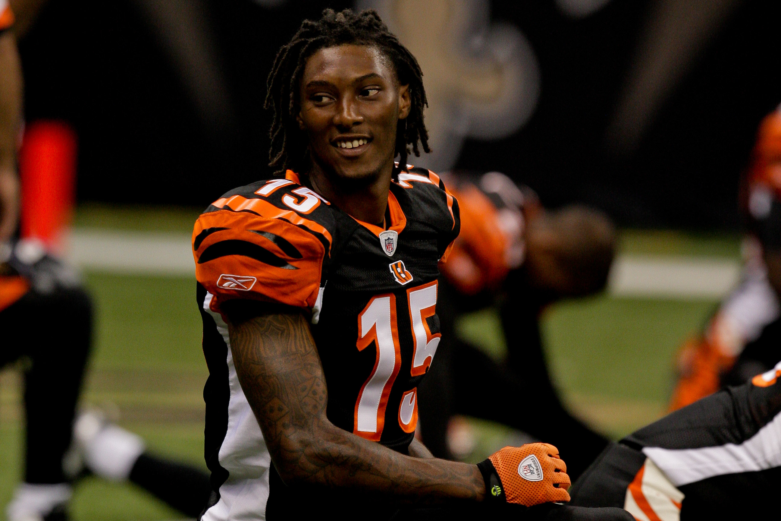 Former Cincinnati Bengals wide receiver Chris Henry is shown during a preseason opener between the Cincinnati Bengals and the New Orleans Saints.