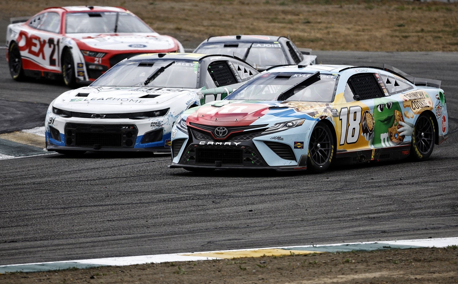 Kyle Busch and Justin Haley race during the NASCAR Cup Series Toyota/Save Mart 350 at Sonoma Raceway on June 12, 2022. |  Chris Graythen/Getty Images