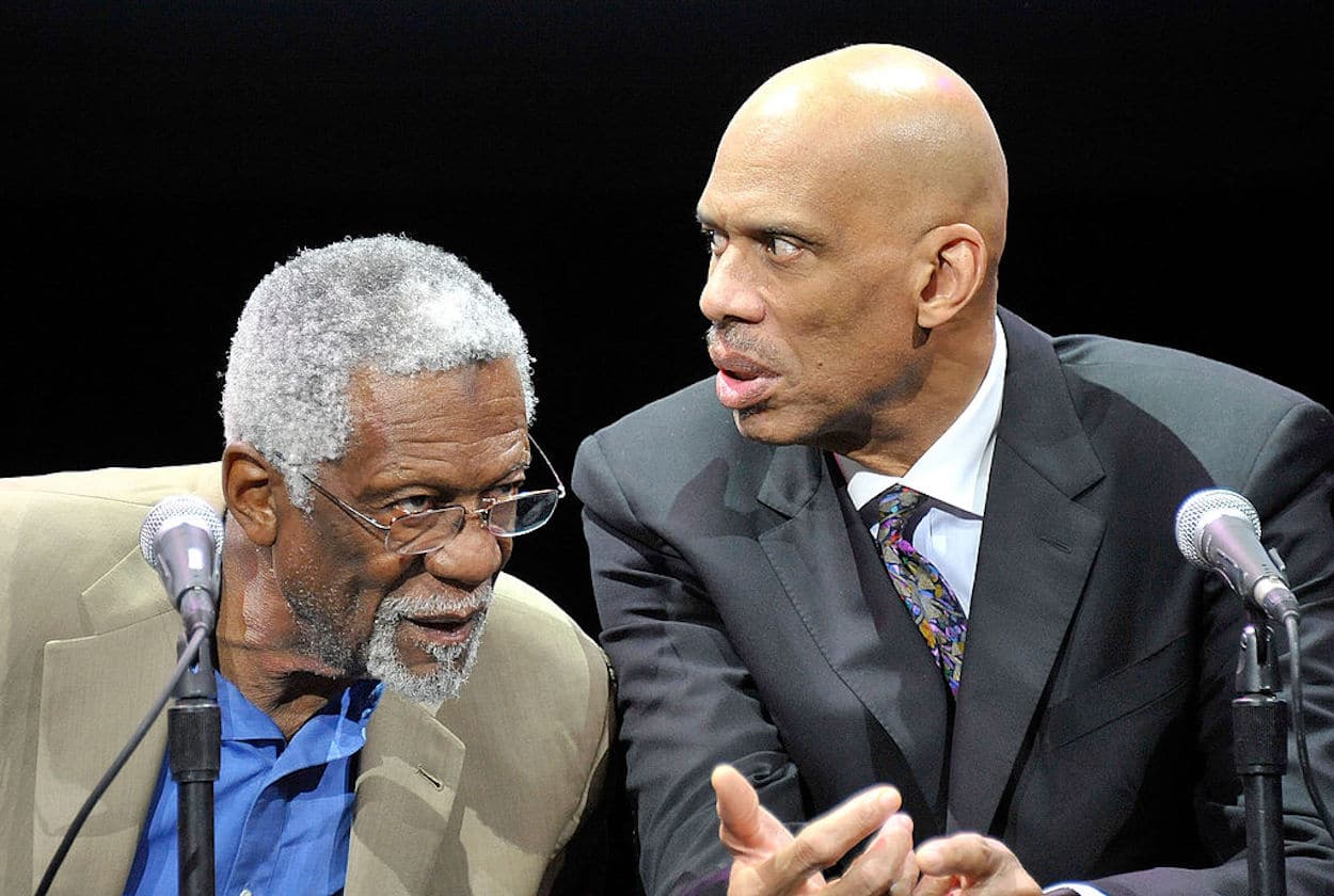 Bill Russell (L) and Kareem Abdul-Jabbar (R) at a 2011 film screening.