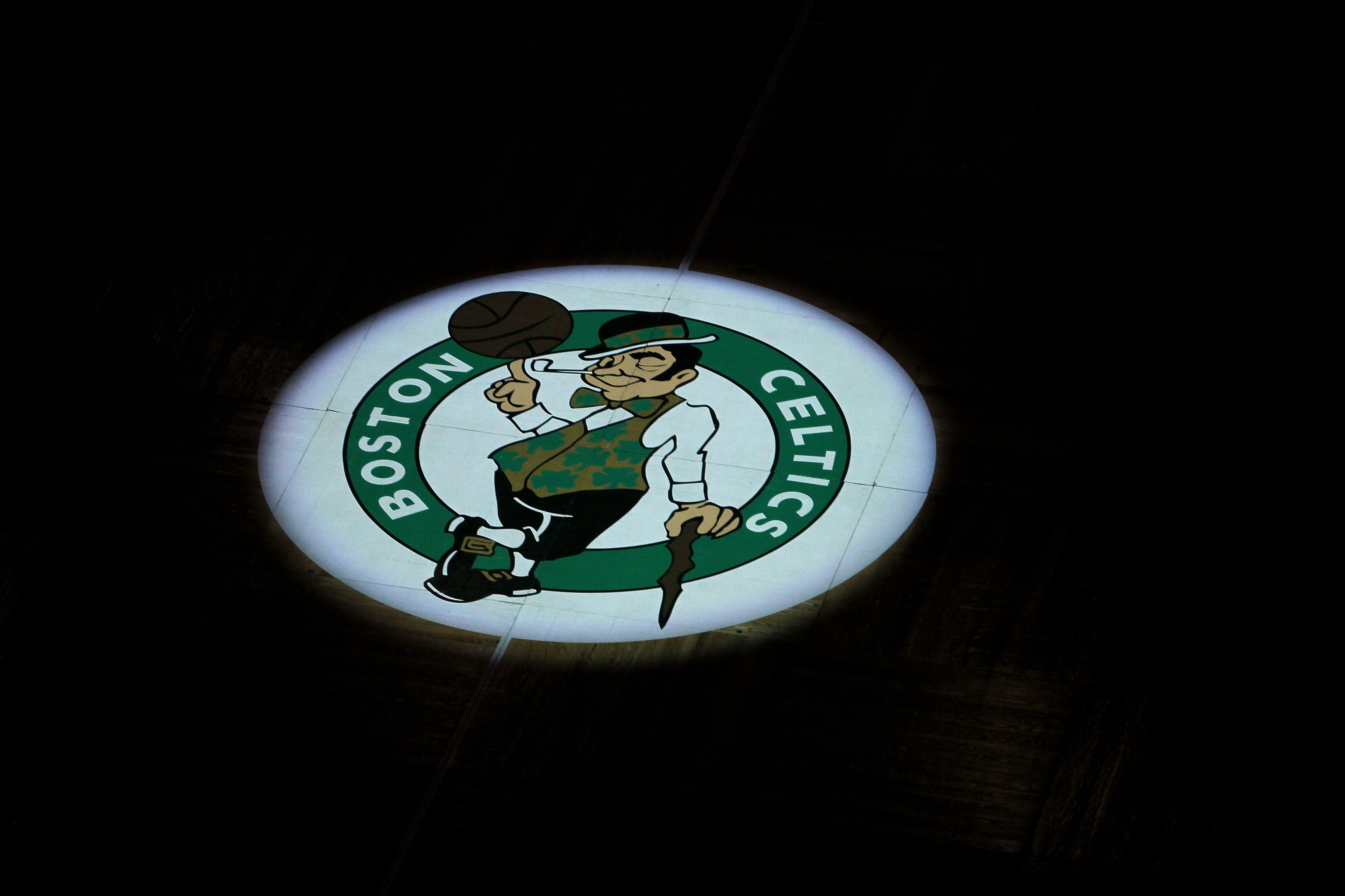 A detail of the Boston Celtics logo.