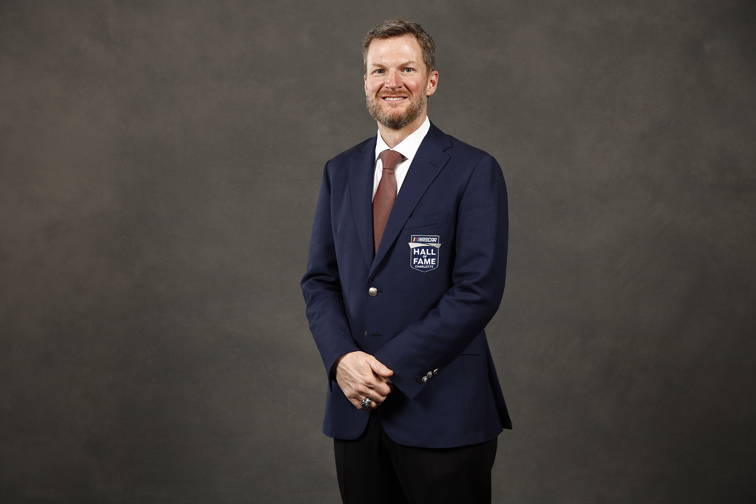 NASCAR Hall of Fame inductee Dale Earnhardt Jr. poses for a portrait during the 2021 NASCAR Hall of Fame Induction Ceremony at NASCAR Hall of Fame on Jan. 21, 2022, in Charlotte, North Carolina.