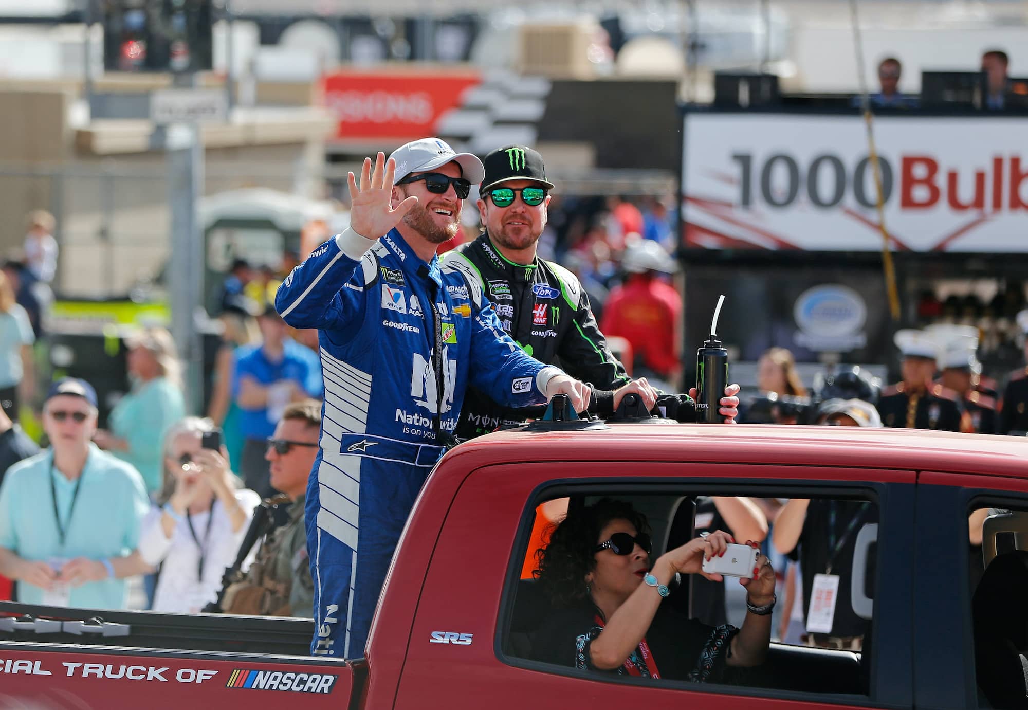 Dale Earnhardt Jr. and Kurt Busch at driver intros