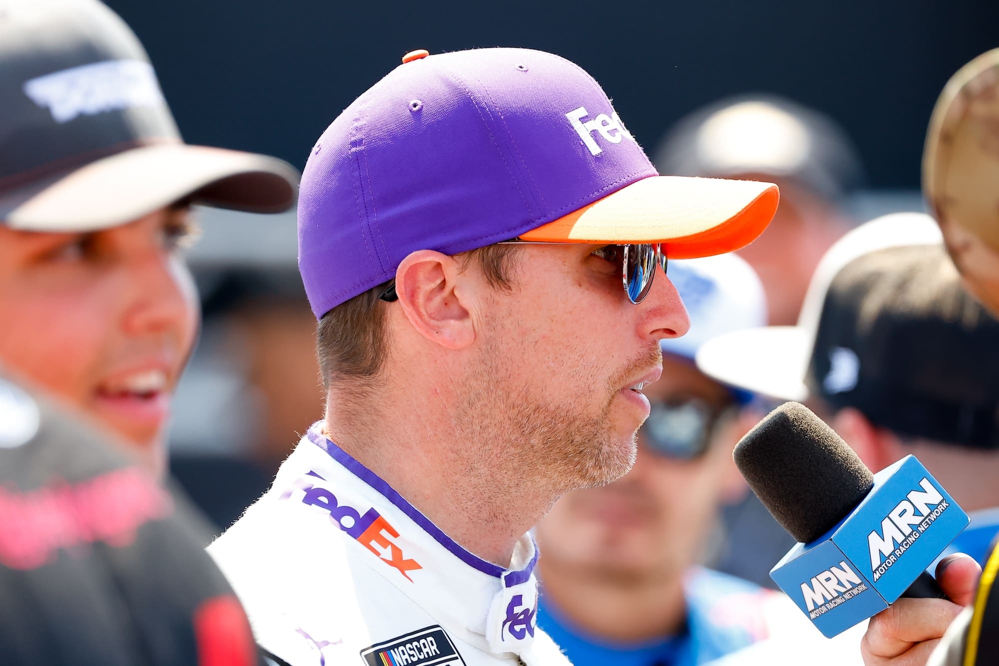 Denny Hamlin being interviewed