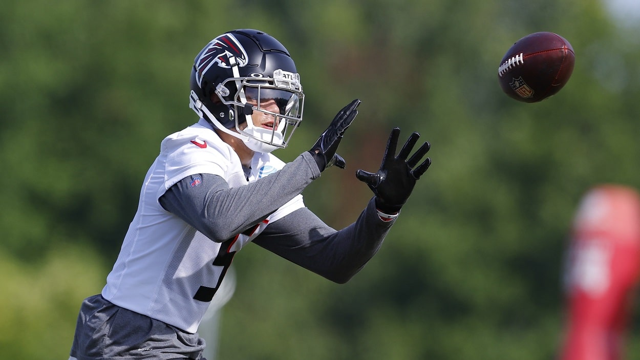 Drake London during Atlanta Falcons training camp