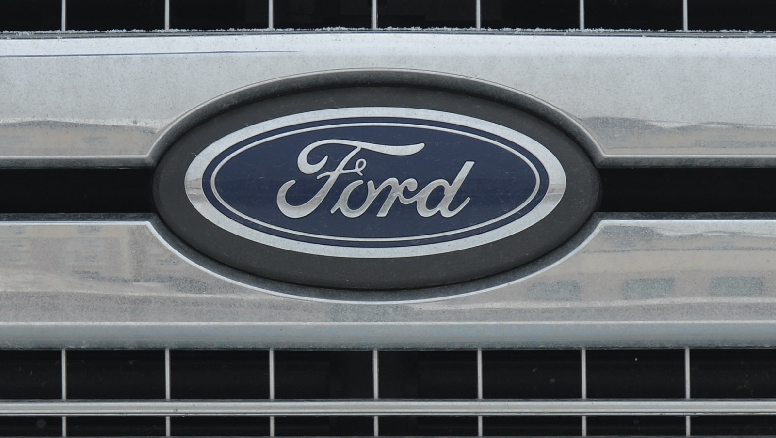 Ford logo seen on Ford vehicle outside a dealership in in Edmonton, Alberta, Canada.