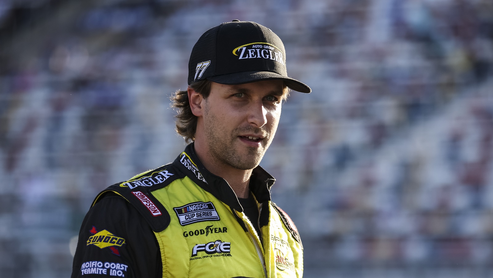 Josh Bilicki looks on during practice for the NASCAR Cup Series Coca-Cola 600 at Charlotte Motor Speedway on May 28, 2022 in Concord, North Carolina. | James Gilbert/Getty Images