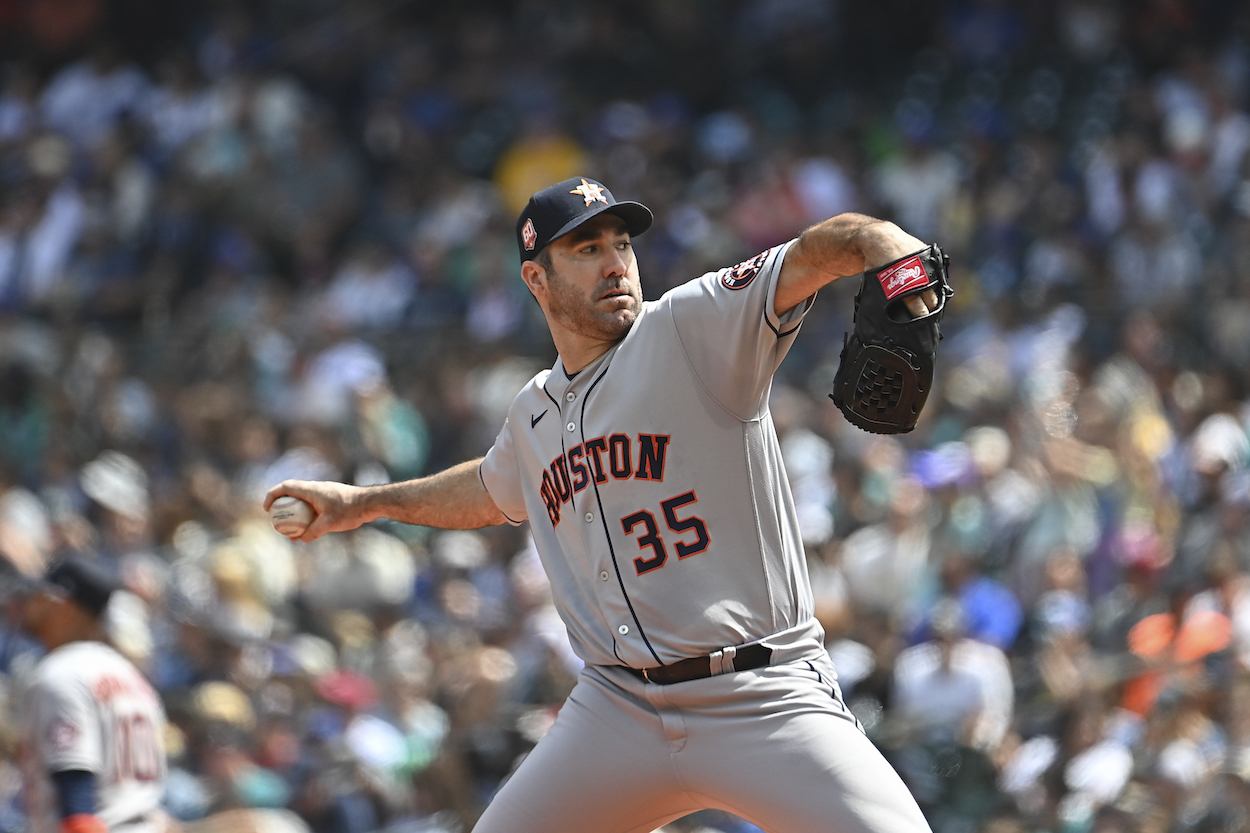 Justin Verlander throws a pitch for the Houston Astros