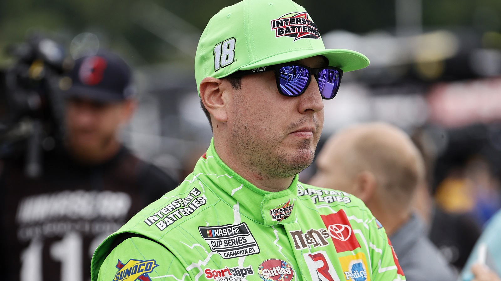 Kyle Busch, driver of the No. 18 Interstate Batteries Toyota Camry, before the Foxwoods Resort Casino 301 on July 18, 2021.