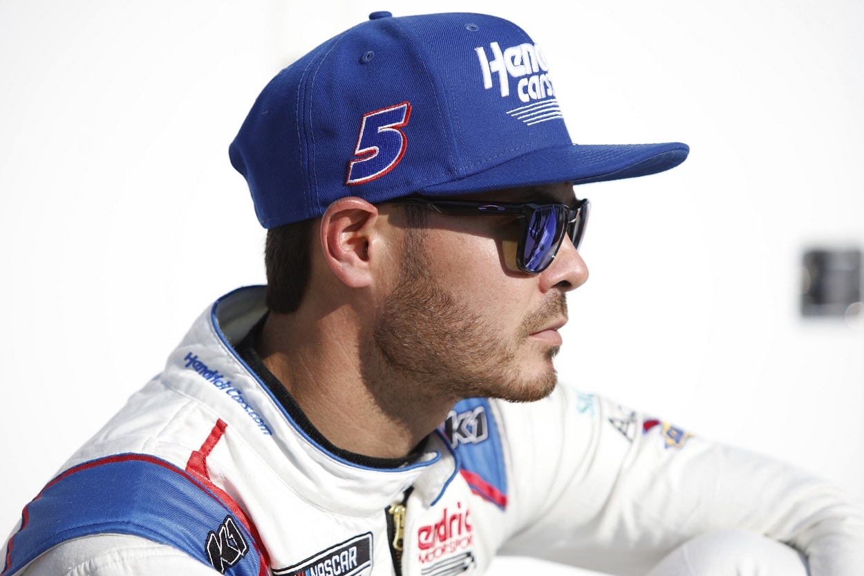 Kyle Larson during qualifying for the 2022 NASCAR Cup Series AdventHealth 400