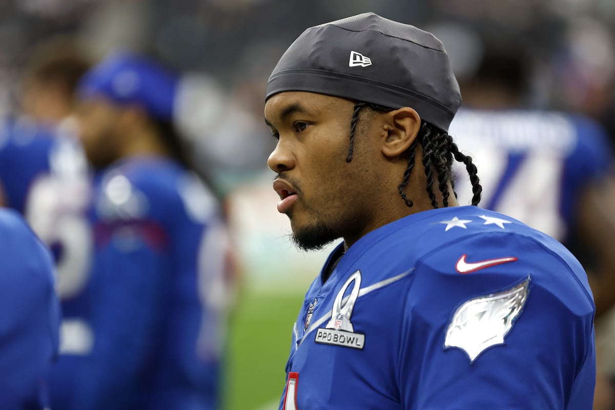 Kyler Murray of the Arizona Cardinals and NFC looks on before the 2022 NFL Pro Bowl