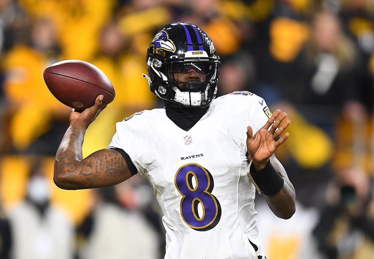 Lamar Jackson during a Ravens-Steelers matchup in December 2021