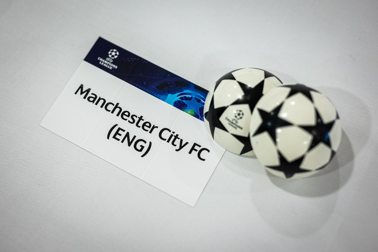 The card from the Manchester City Champions League draw