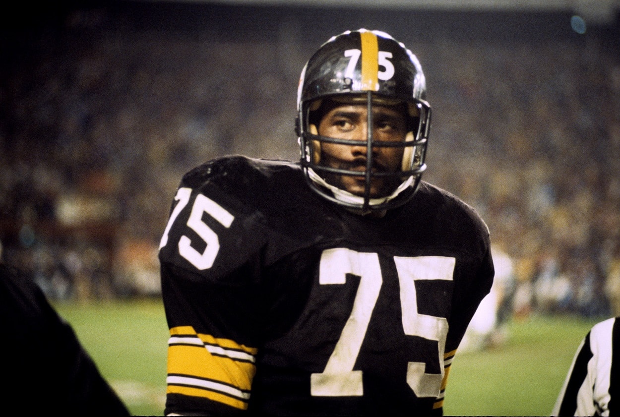 NFL legend "Mean" Joe Greene during Super Bowl 13