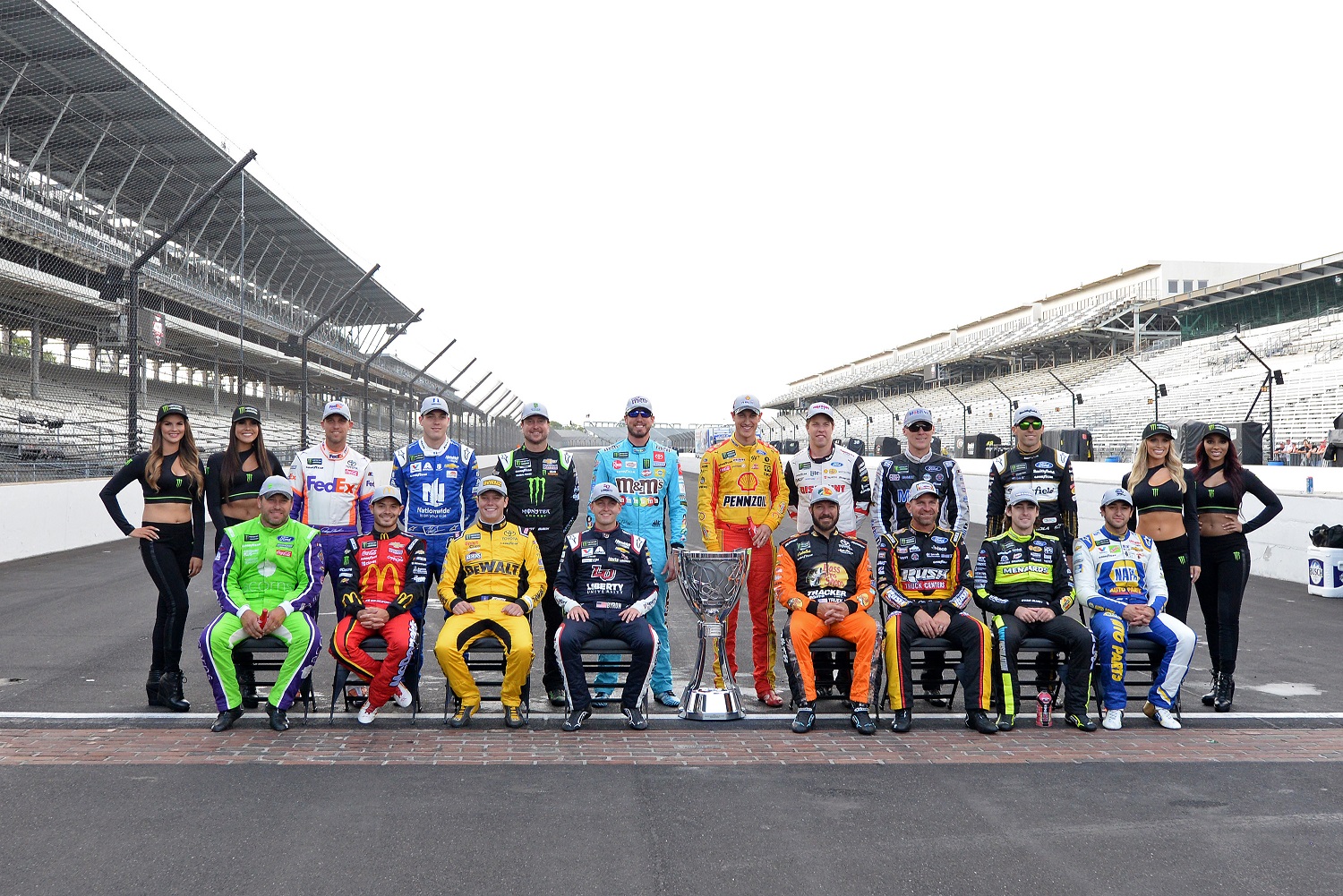NASCAR Cup Series playoff drivers from the 2019 season on Sept. 8, 2019, at the Indianapolis Motor Speedway in Indianapolis, Indiana. | Michael Allio/Icon Sportswire via Getty Images