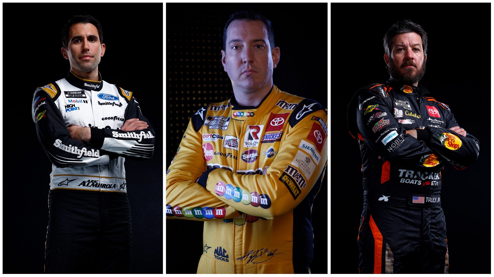 Aric Almirola, Kyle Busch, and Martin Truex Jr. rate as important figures in the 2022 NASCAR Cup Series Silly Season} Getty Images