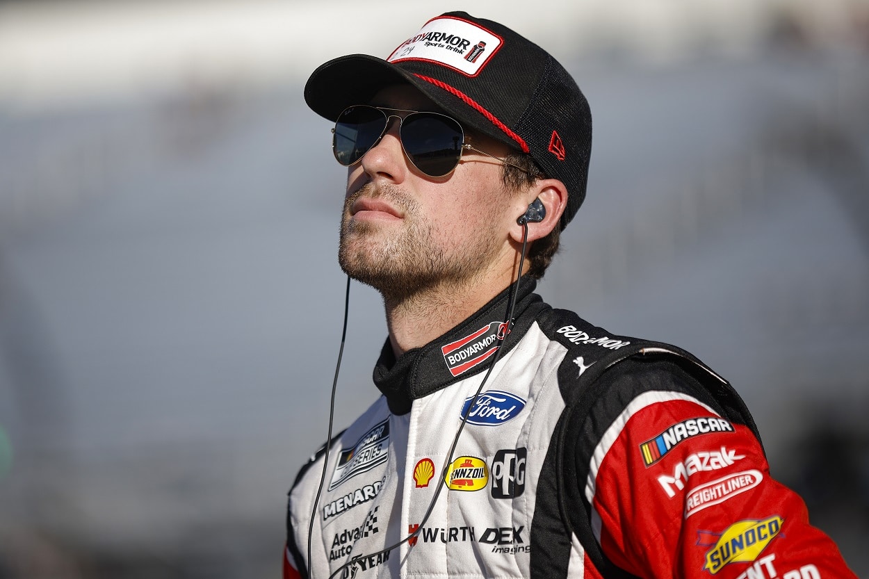 Ryan Blaney during practice for the 2022 NASCAR Cup Series Federated Auto Parts 400