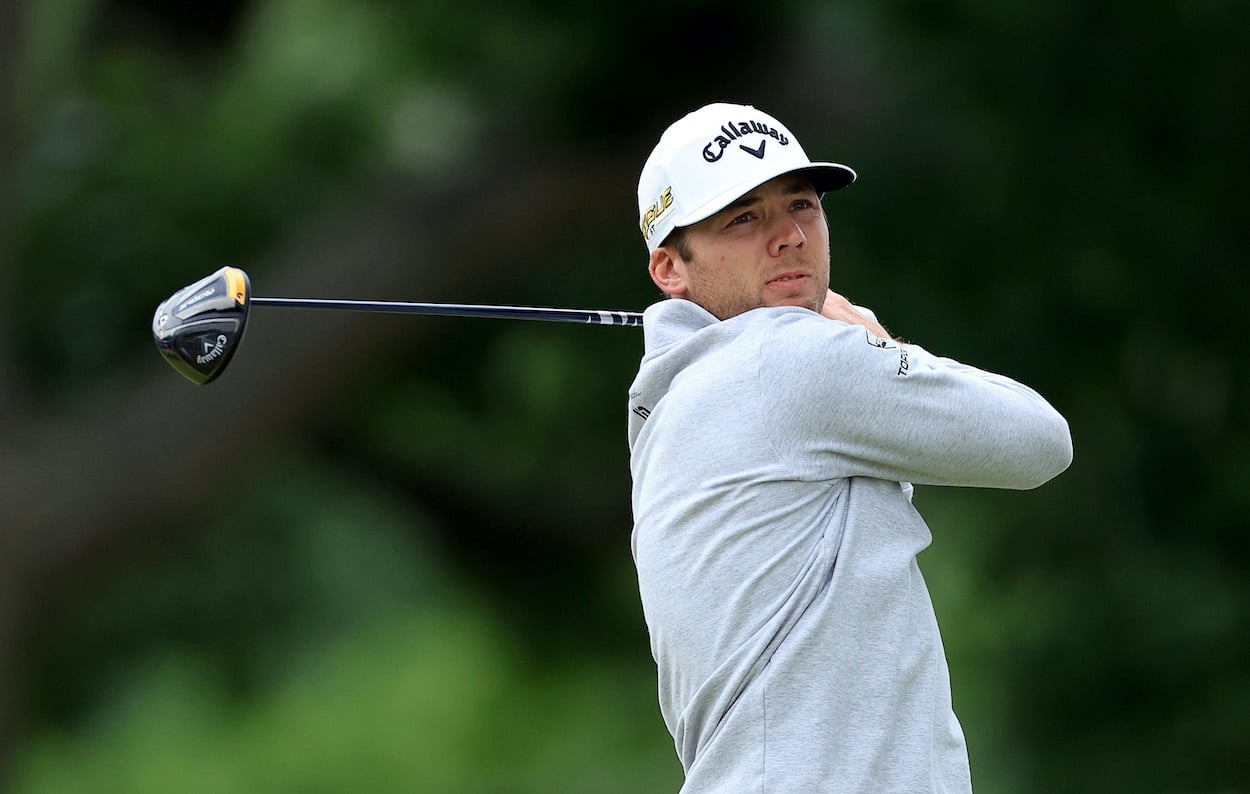 Sam Burns plays a tee shot during the U.S. Open.