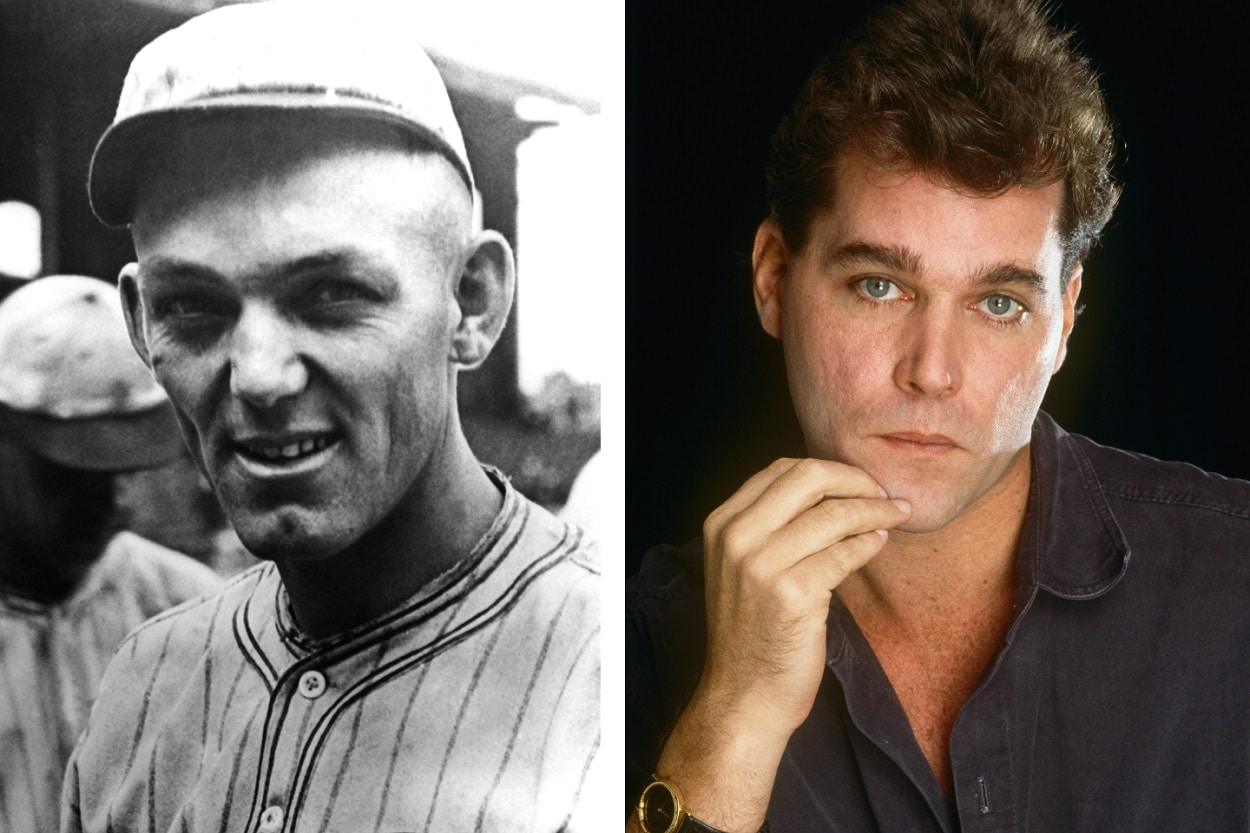 Shoeless Joe Jackson and Ray Liotta, who portrayed Jackson in 'Field of Dreams'