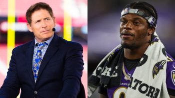 (L-R) ESPN's Steve Young; Baltimore Ravens QB Lamar Jackson