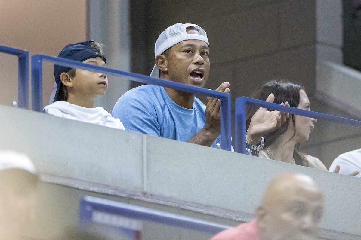 Golf icon Tiger Woods watches Serena Williams at the 2019 U.S. Open
