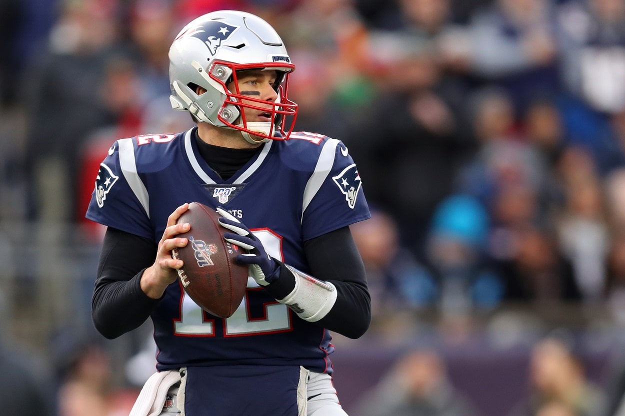 Tom Brady during a Patriots-Dolphins matchup in December 2019