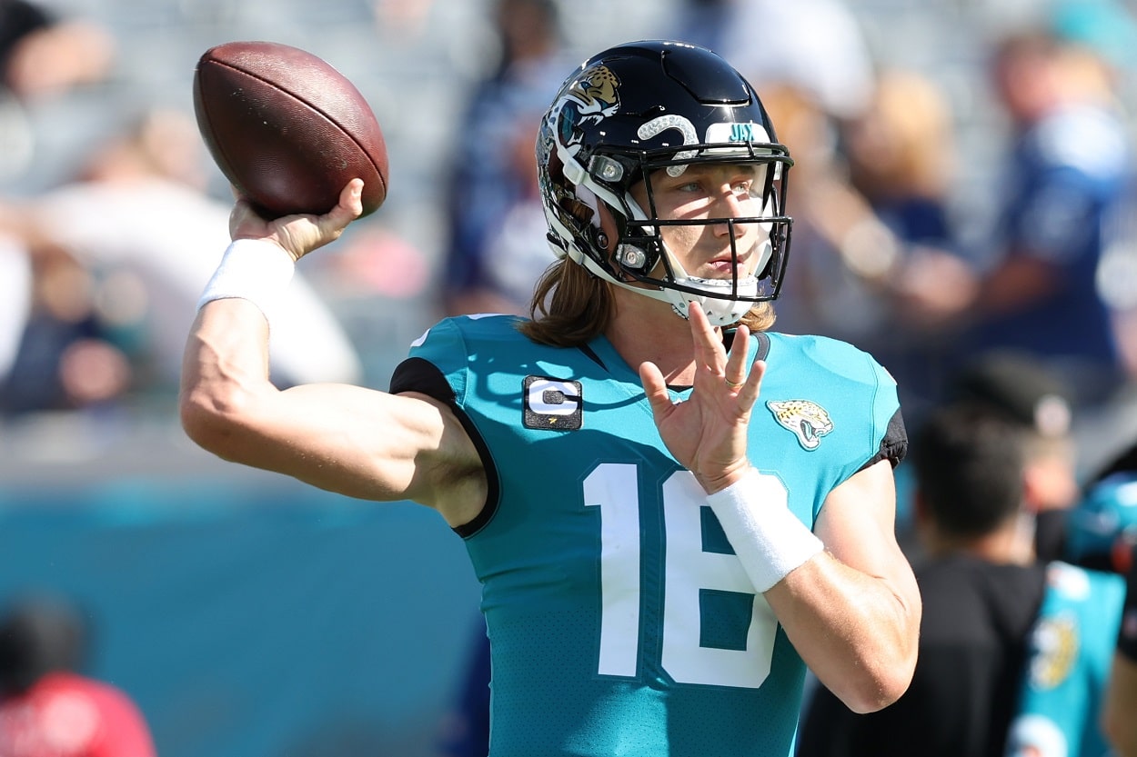 Trevor Lawrence ahead of a Jaguars-Colts matchup in January 2022