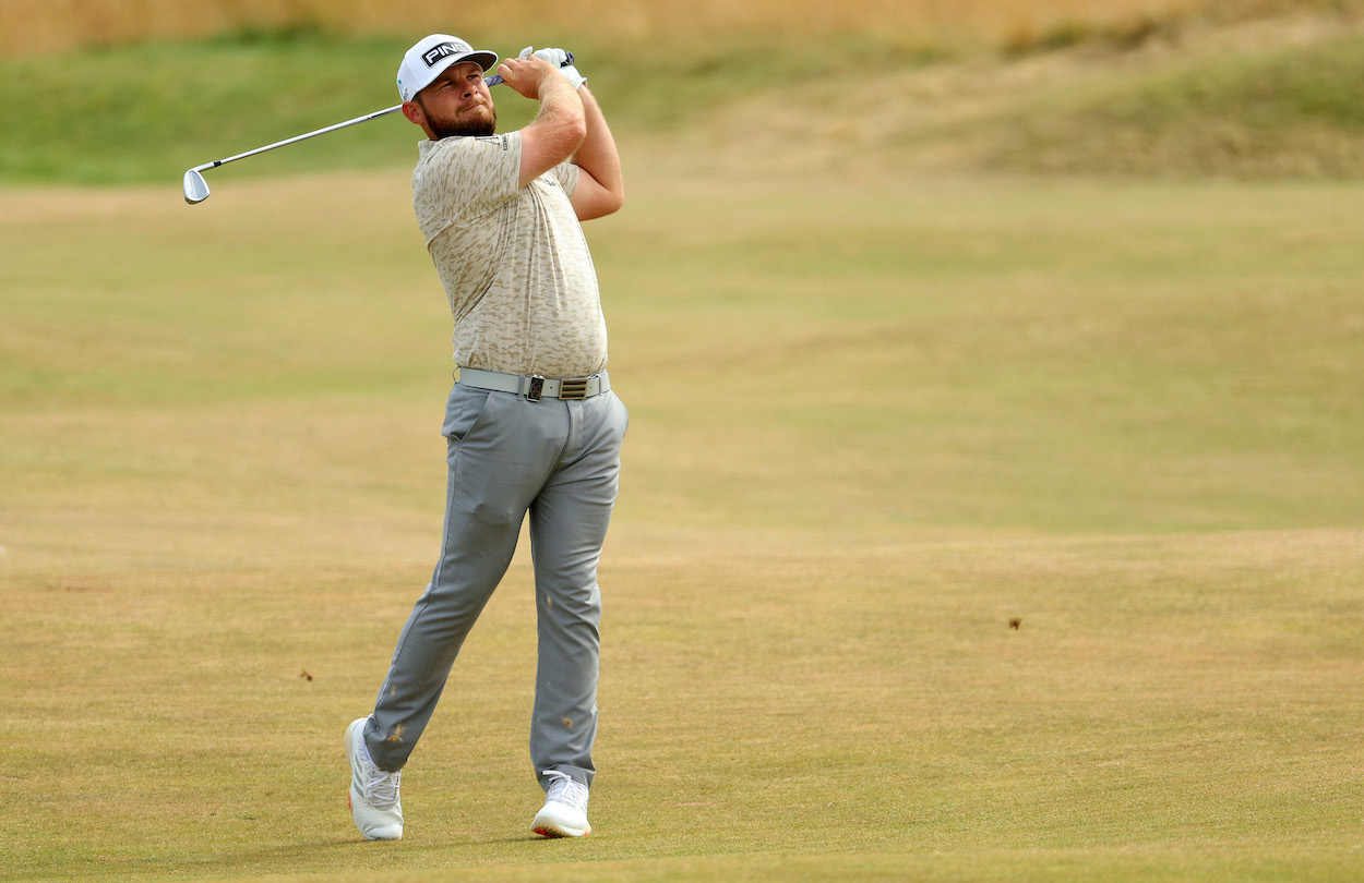 Tyrrell Hatton plays a shot during the Open Championship.