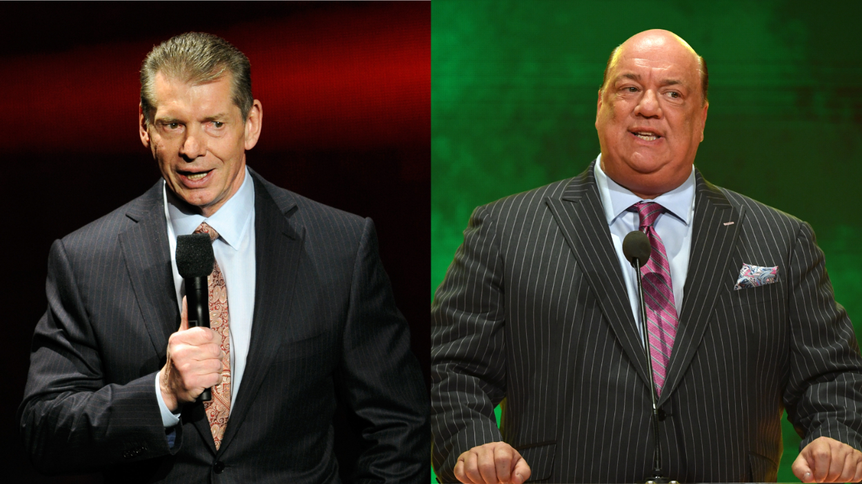 (L-R) Vince McMahon and Paul Heyman of the WWE.