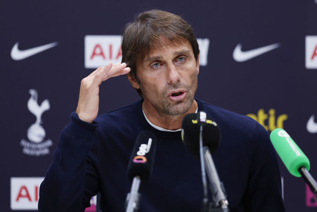 Tottenham manager Antonio Conte meets the media ahead of a match against Leicester City.