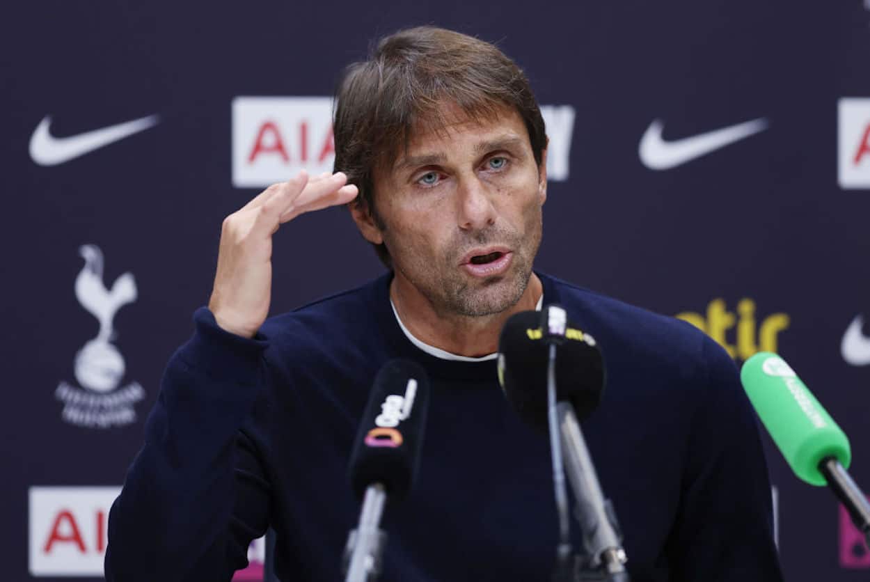 Tottenham manager Antonio Conte meets the media ahead of a match against Leicester City.