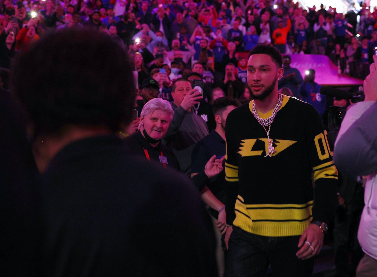 Ben Simmons walks to the bench before a game against the 76ers.