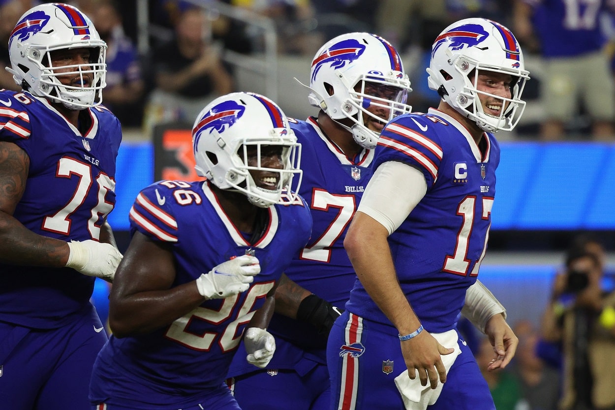 Members of the Buffalo Bills during the 2022 NFL season opener against the LA Rams