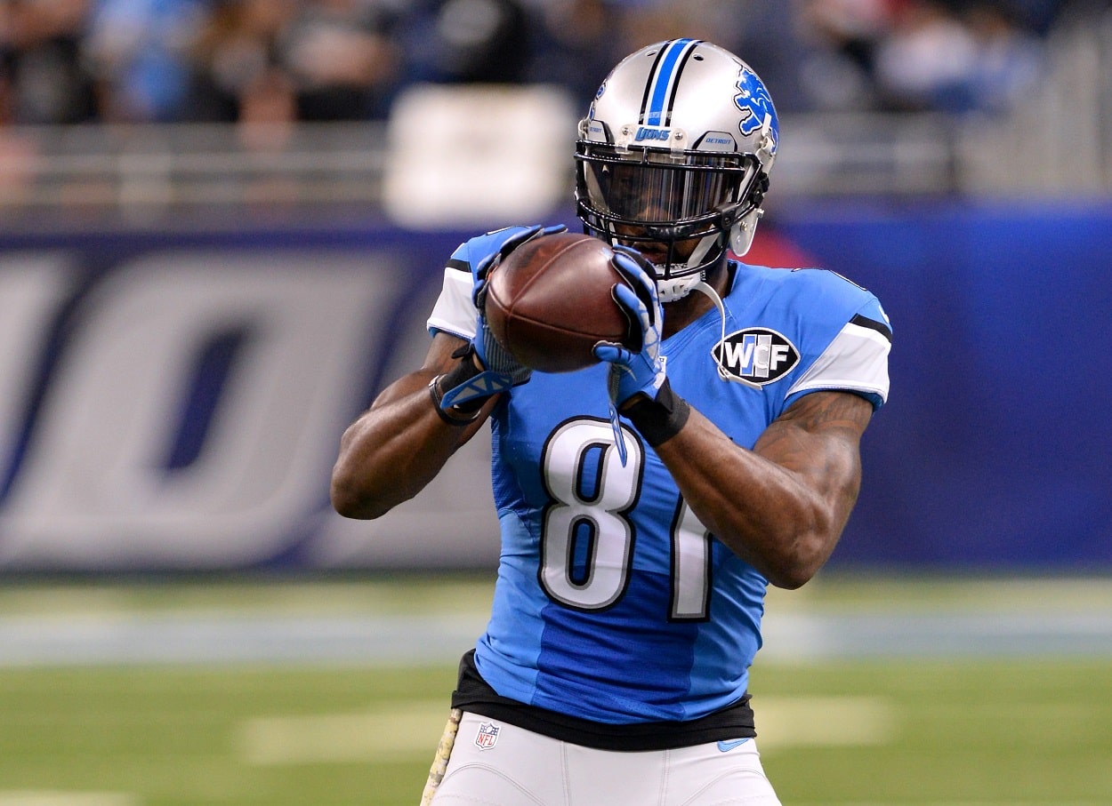 Calvin Johnson during a Lions-Raiders matchup in November 2015