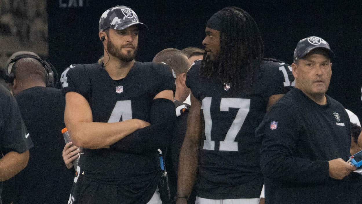 Raiders quarterback Derek Carr and wide receiver Davante Adams.