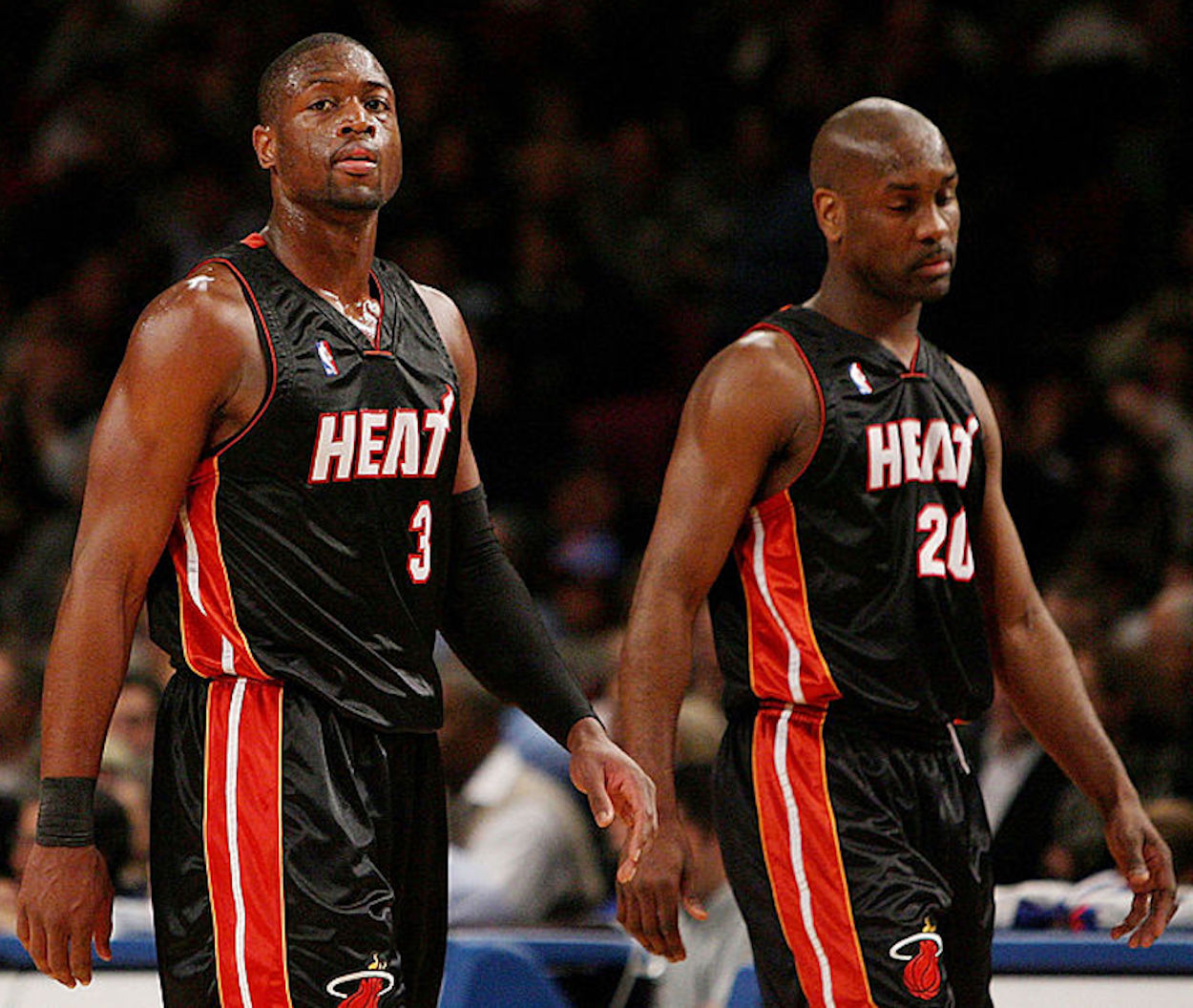 Gary Payton (R) and Dwyane Wade (L) together during their time with the Miami Heat.