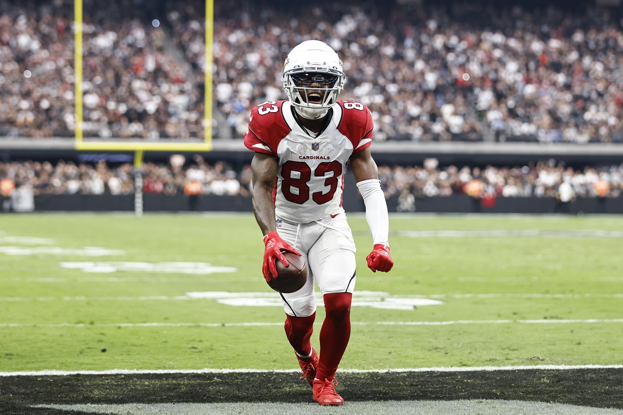 Greg Dortch during a Cardinals-Raiders matchup in September 2022