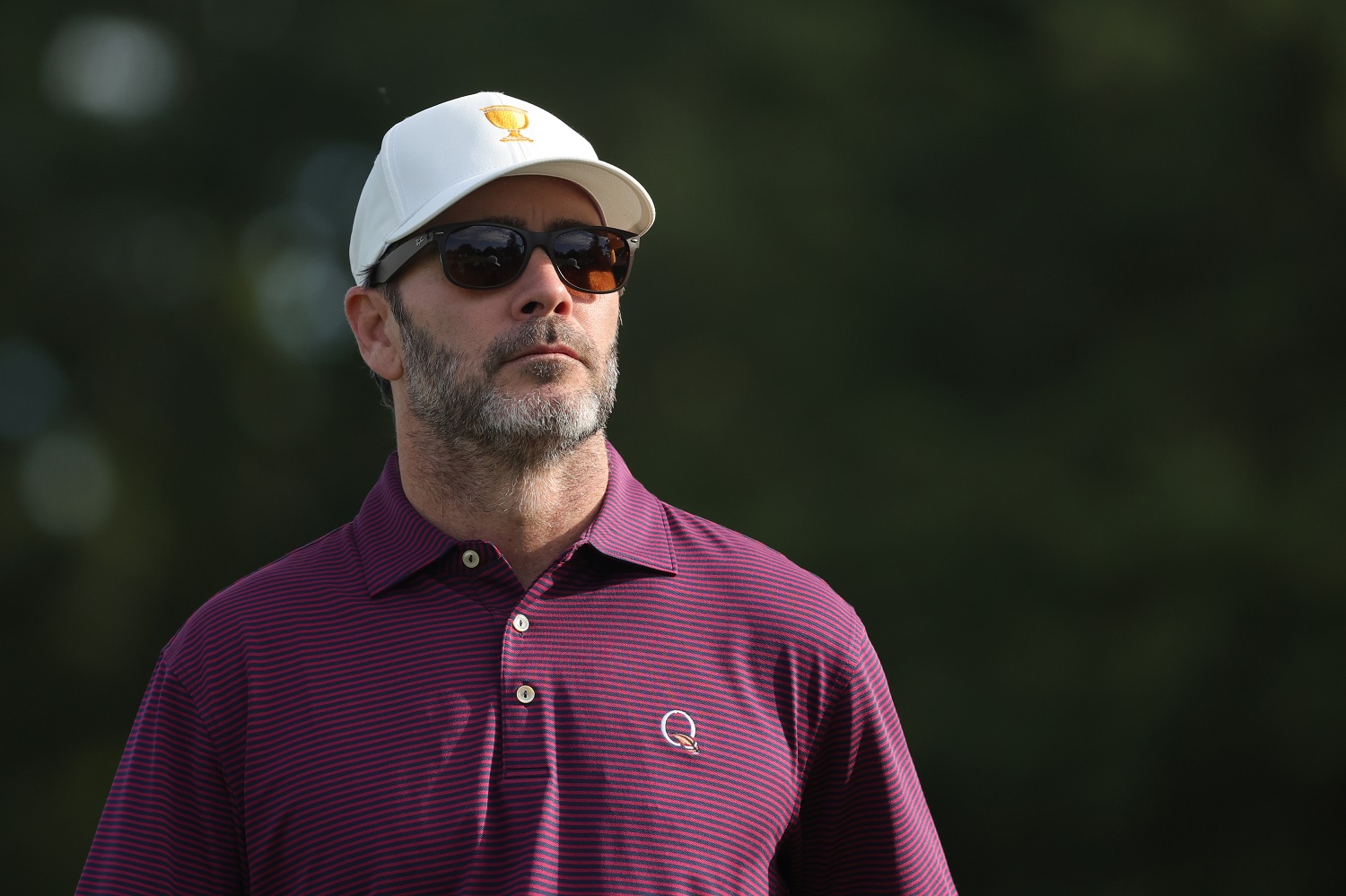 Jimmie Johnson looks on during Saturday morning foursomes on Day 3 of the 2022 Presidents Cup at Quail Hollow Country Club on Sept. 24, 2022, in Charlotte, North Carolina. | Stacy Revere/Getty Images