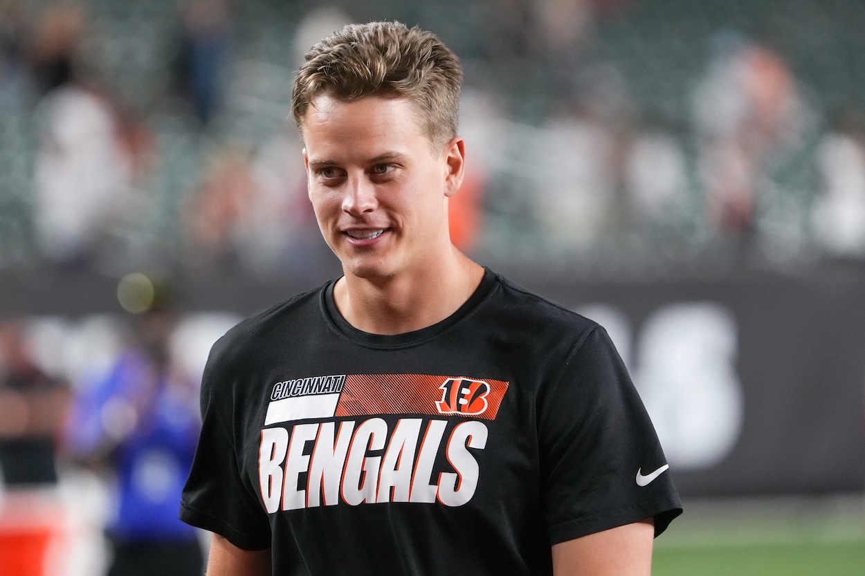 Joe Burrow looks on during a preseason game.