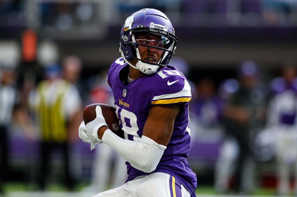 Justin Jefferson during a Vikings-Packers matchup in September 2022