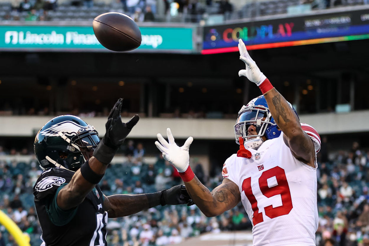 New York Giants receiver Kenny Golladay jumps to catch a pass.