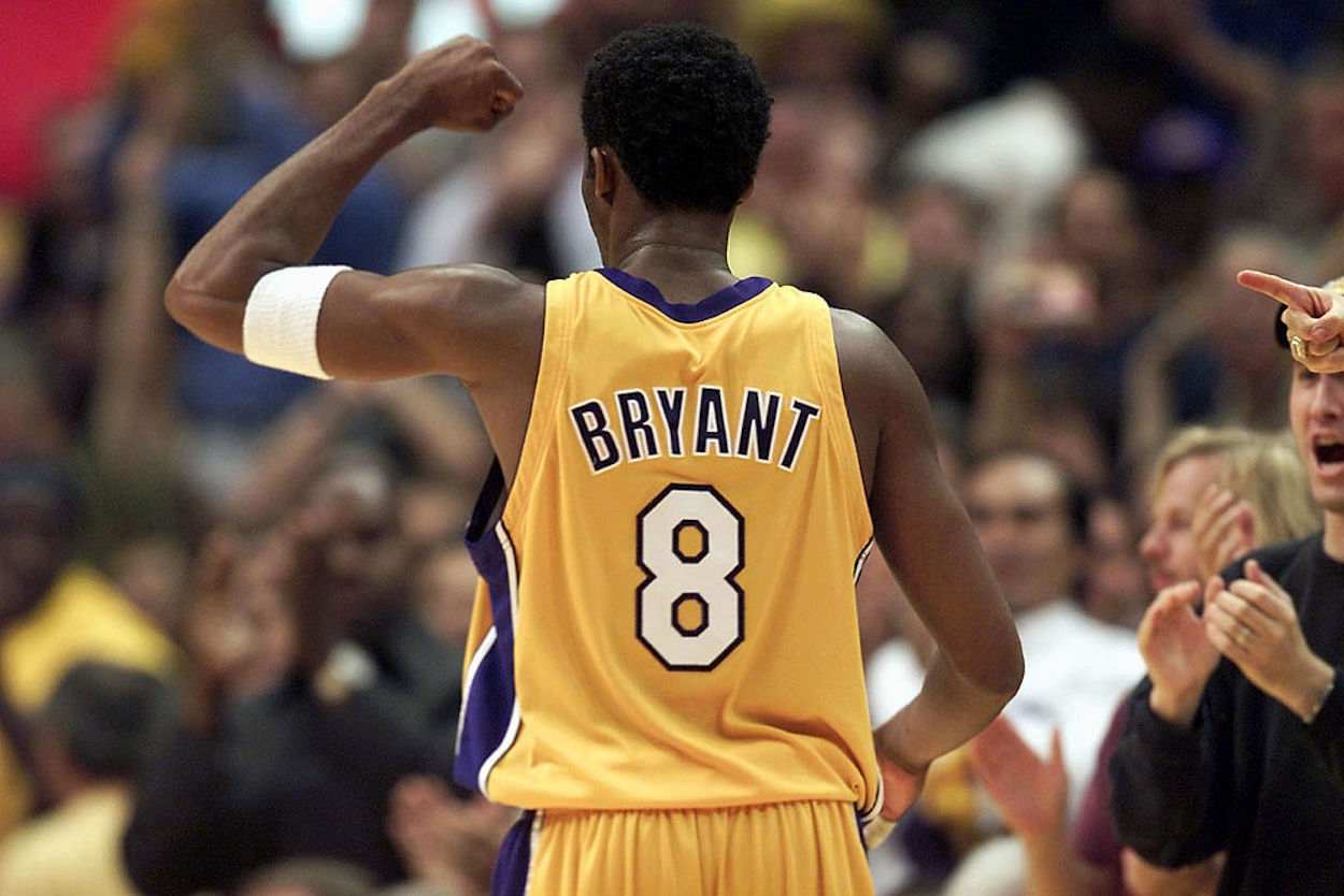LA Lakers guard Kobe Bryant gestures during the 2001 NBA Finals.