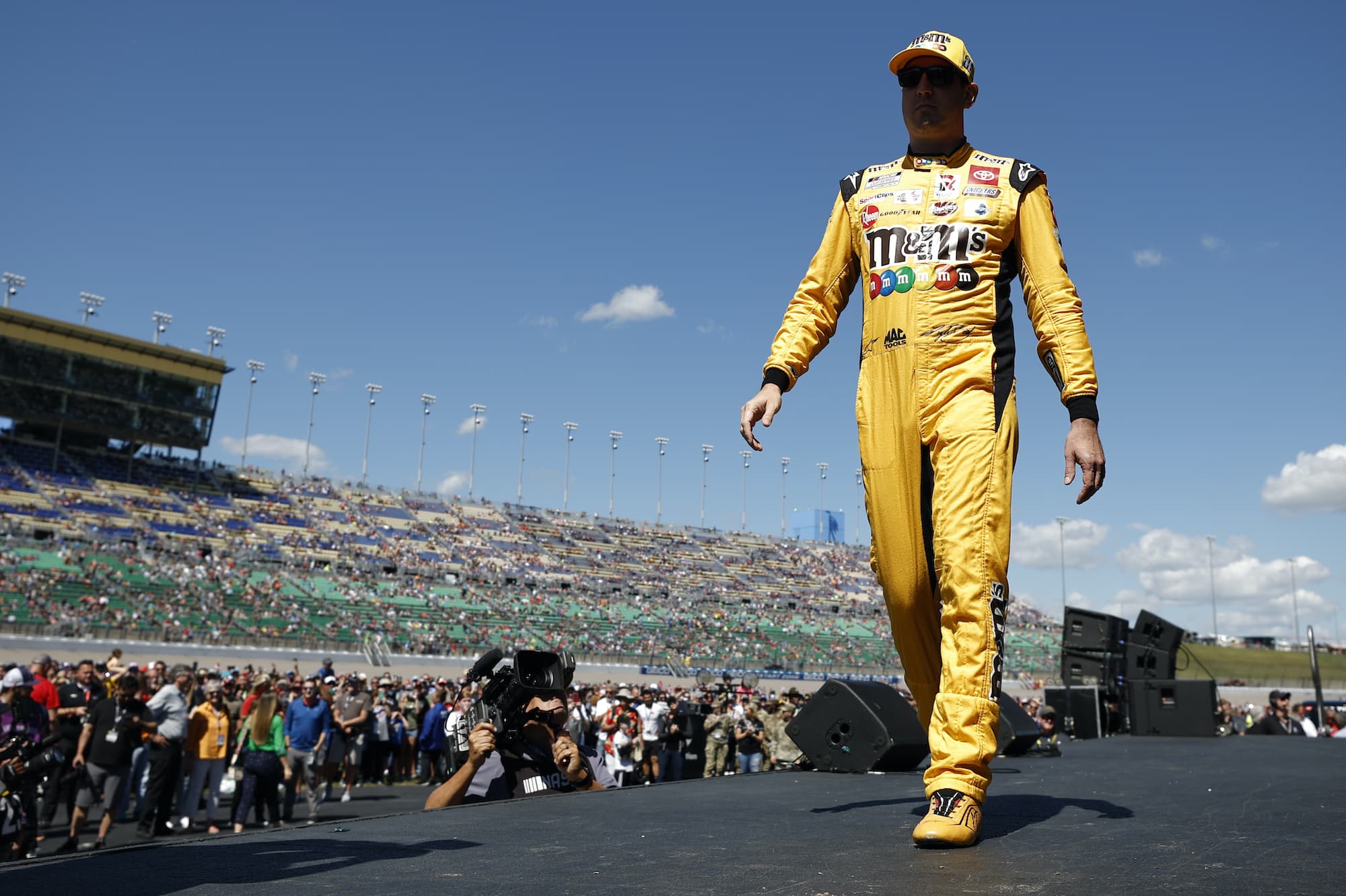 Kyle Busch walks on stage