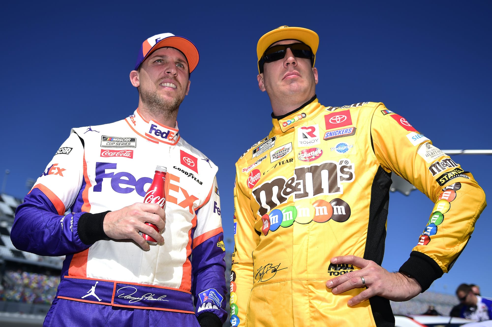 Kyle Busch and Denny Hamlin on grid