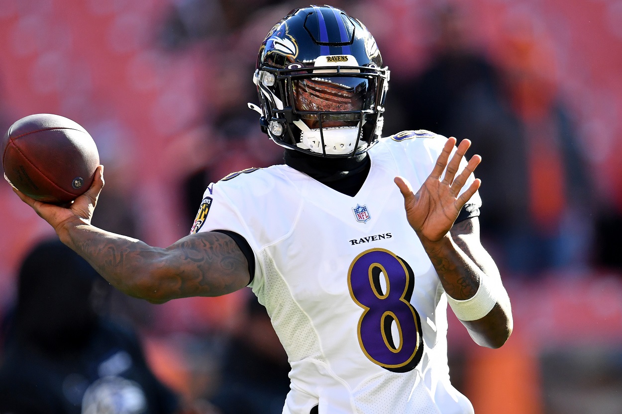 Lamar Jackson during a Ravens-Browns matchup in December 2021