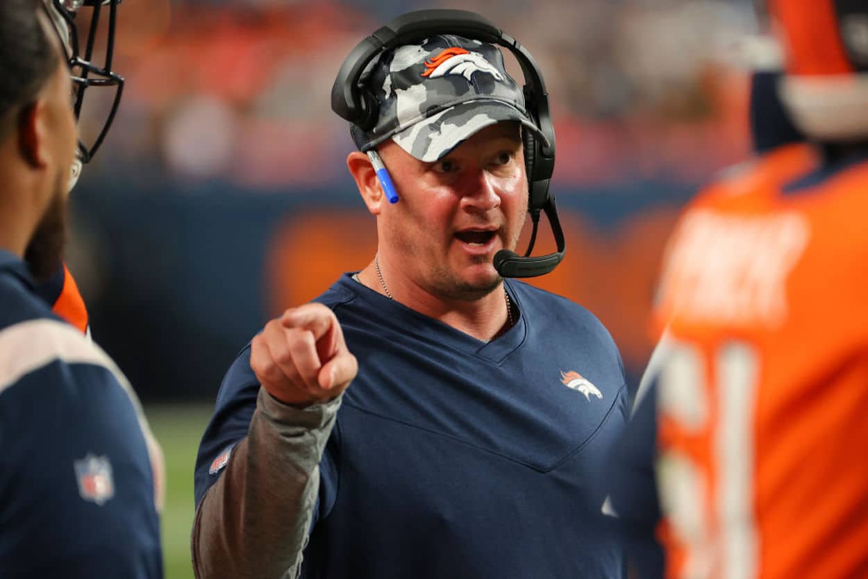 Denver Broncos head coach Nathaniel Hackett during a preseason game.