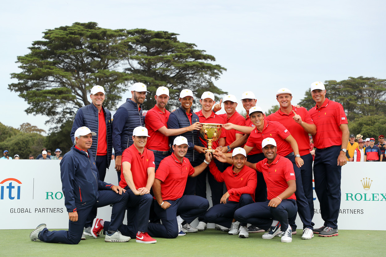 The American team celebrates after winning the 2019 Presidents Cup.