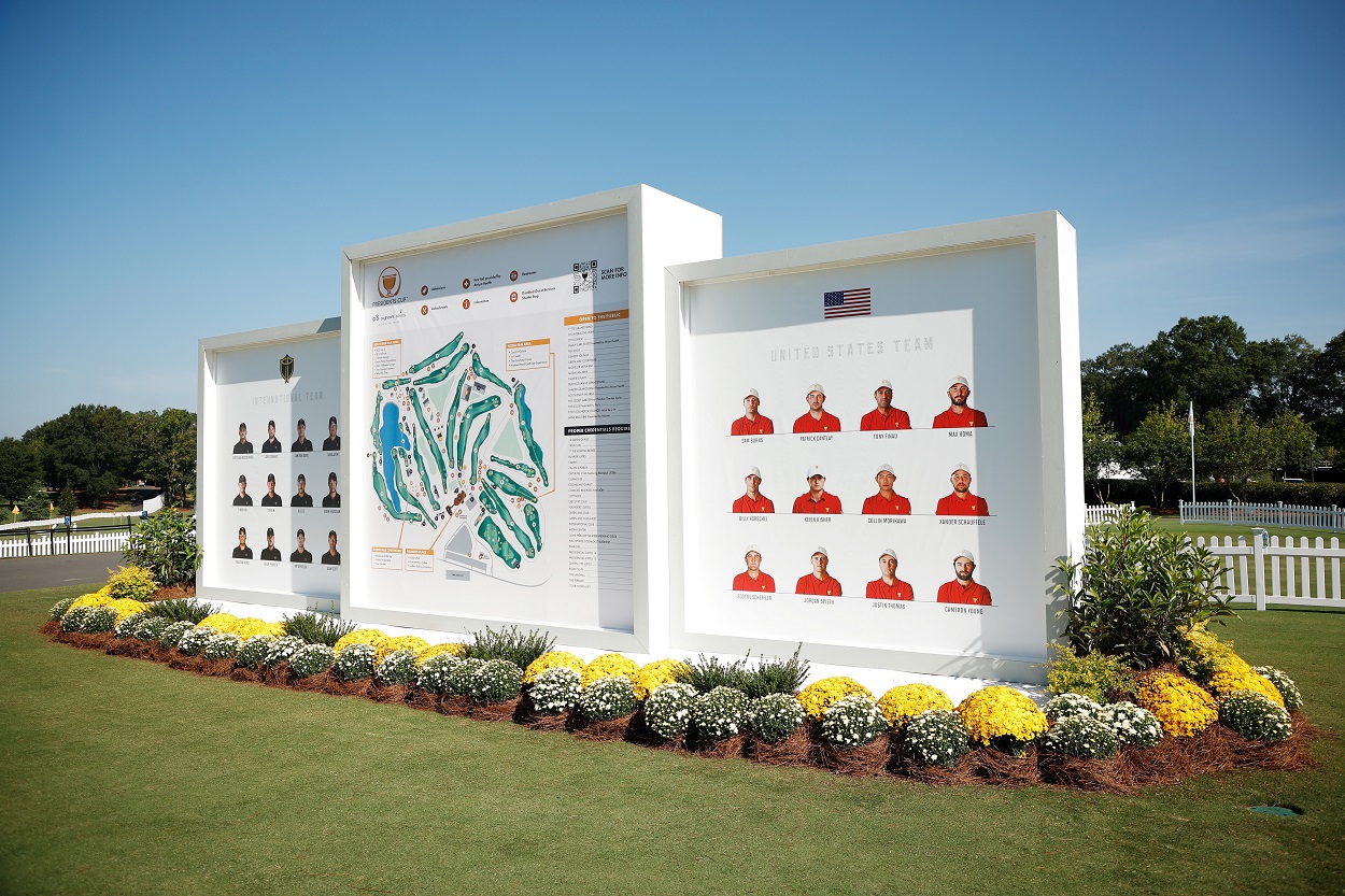 2022 Presidents Cup signage at Quail Hollow Club